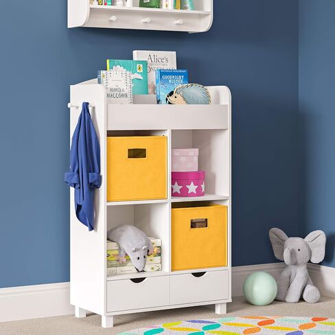 RiverRidge Kids 2pc Fabric Collapsible Storage Cube Organizers with Handles for Playroom Organization - Cream in Kuwait