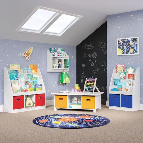 RiverRidge Kids 2pc Fabric Collapsible Storage Cube Organizers with Handles for Playroom Organization - Cream in Kuwait