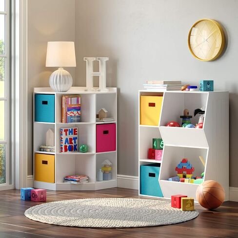 RiverRidge Kids 2pc Fabric Collapsible Storage Cube Organizers with Handles for Playroom Organization - Cream in Kuwait