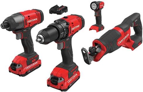 مجموعة أدوات كومبو لاسلكية مكونة من 4 أدوات من Craftsman CMCK400D2R بقدرة 20 فولت (2 أمبير في الساعة) (متجددة) in Kuwait