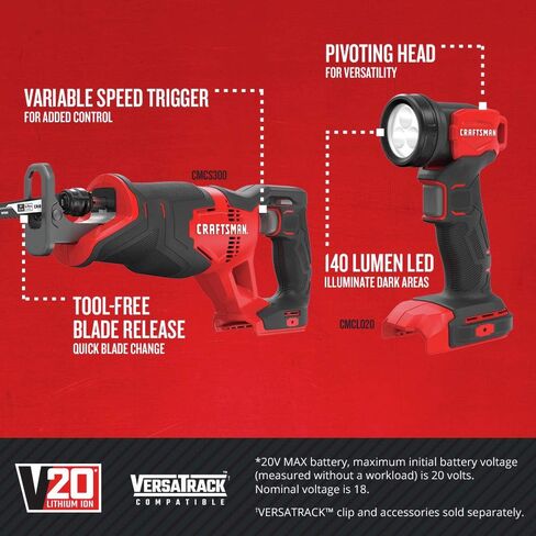 مجموعة أدوات كومبو لاسلكية مكونة من 4 أدوات من Craftsman CMCK400D2R بقدرة 20 فولت (2 أمبير في الساعة) (متجددة) in Kuwait