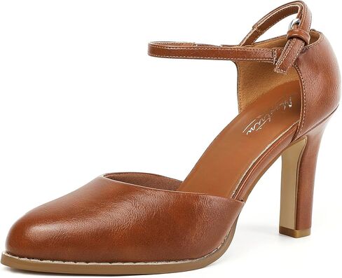 Mostrin Womens Chunky High Heels Closed Toe Ankle Strap Pumps Vintage Party Work Office Pumps Shoes Comfortable Dress Shoes for Women in Kuwait
