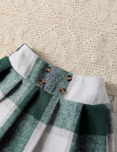 Toddler Girl Clothes Puff Long Sleeve Knit Top and Plaid Skort Set with Bowknot 2PC Girls Fall Outfits 2-8 Years in Saudi Arabia