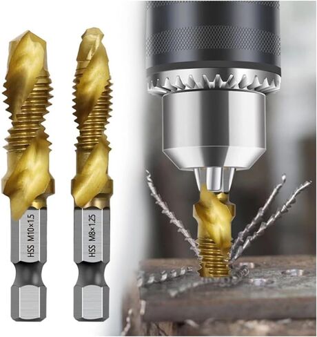 6 PCS Titanium-Coated Drill Bit Set, High Speed Steel Tap Drill Bit, Hex Shank M3 to M10 Sizes for Wood, Plastic & Metal, Quick Change in Saudi Arabia