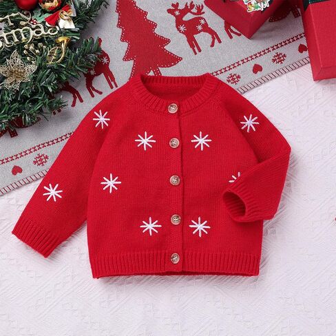 FYMNSI Newborn Baby Sweaters Cardigan Girls Embroidered Knitted Cardigan Outerwear Tops Toddler Christmas Fall Winter Clothes in Saudi Arabia