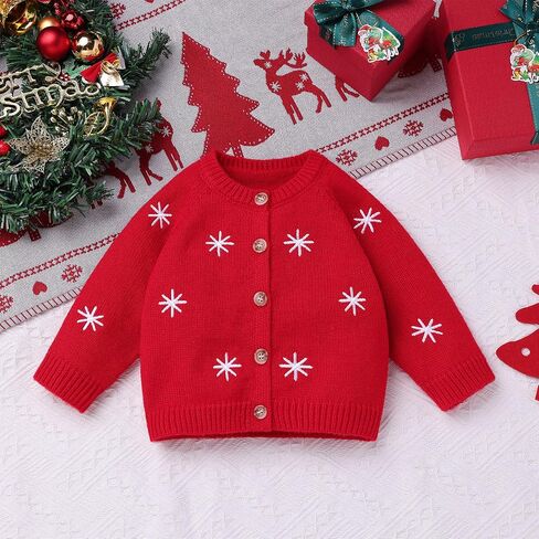 FYMNSI Newborn Baby Sweaters Cardigan Girls Embroidered Knitted Cardigan Outerwear Tops Toddler Christmas Fall Winter Clothes in Saudi Arabia