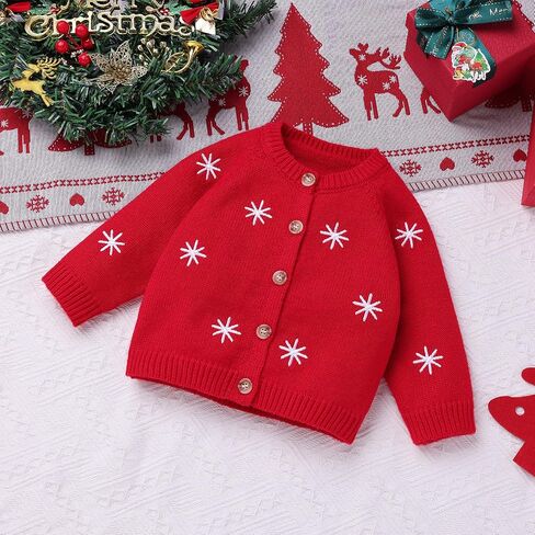 FYMNSI Newborn Baby Sweaters Cardigan Girls Embroidered Knitted Cardigan Outerwear Tops Toddler Christmas Fall Winter Clothes in Saudi Arabia