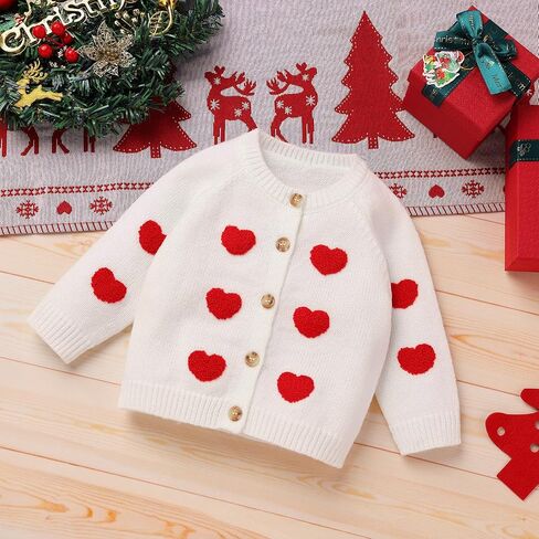 FYMNSI Newborn Baby Sweaters Cardigan Girls Embroidered Knitted Cardigan Outerwear Tops Toddler Christmas Fall Winter Clothes in Saudi Arabia