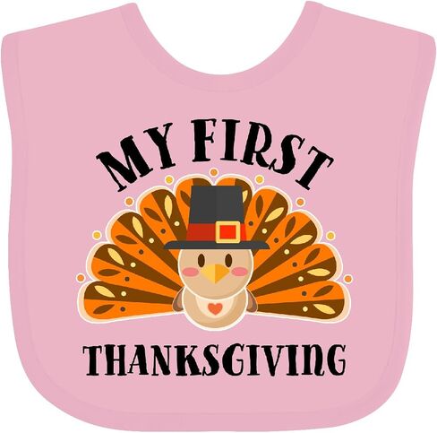 inktastic My First Thanksgiving Cute Turkey Pilgrim Hat Baby Bib in Saudi Arabia