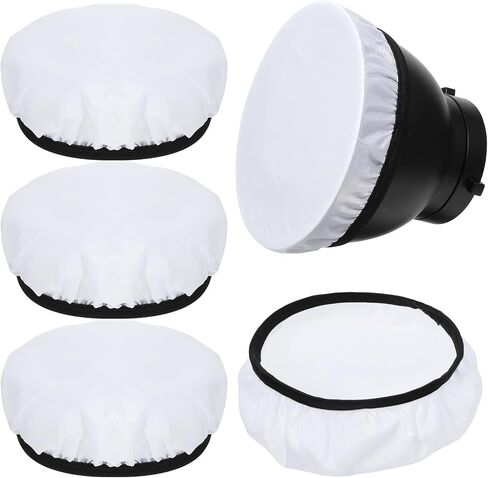 7"/18cm Light Diffuser, 4 Pack Light Diffuser Lamp Sock Soft Cover, White Lamps Shade Diffusers, Standard Cloth Diffusers Lights Sock Lamps for Studio Strobe Reflector, Video Shooting (White) in Saudi Arabia