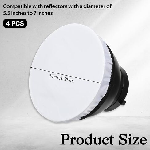 7"/18cm Light Diffuser, 4 Pack Light Diffuser Lamp Sock Soft Cover, White Lamps Shade Diffusers, Standard Cloth Diffusers Lights Sock Lamps for Studio Strobe Reflector, Video Shooting (White) in Saudi Arabia