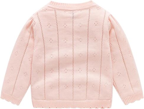 Vivobiniya Baby Girl Knit Cardigan Kid Girls Long Sleeve Sweater 100% Cotton Pink and White in Saudi Arabia