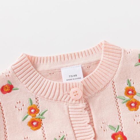 Vivobiniya Baby Girl Knit Cardigan Kid Girls Long Sleeve Sweater 100% Cotton Pink and White in Saudi Arabia
