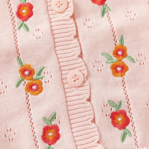 Vivobiniya Baby Girl Knit Cardigan Kid Girls Long Sleeve Sweater 100% Cotton Pink and White in Saudi Arabia