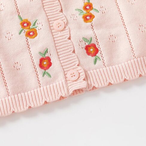 Vivobiniya Baby Girl Knit Cardigan Kid Girls Long Sleeve Sweater 100% Cotton Pink and White in Saudi Arabia