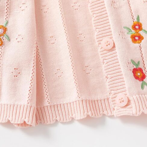 Vivobiniya Baby Girl Knit Cardigan Kid Girls Long Sleeve Sweater 100% Cotton Pink and White in Saudi Arabia
