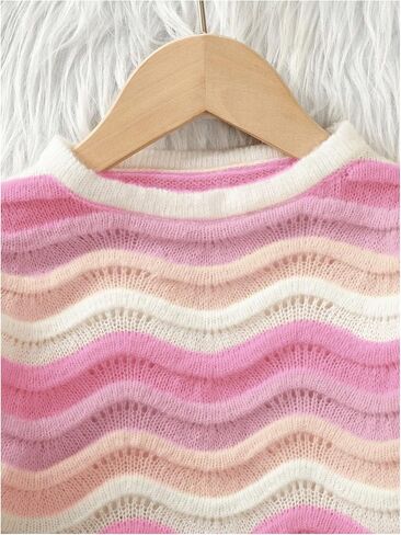Verdusa Toddler Girl's Cute Wave Striped Pullover Sweaters Cozy Colorful Knit Tops Fall Clothes in Saudi Arabia