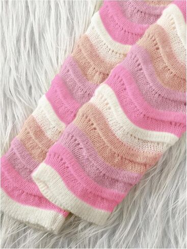 Verdusa Toddler Girl's Cute Wave Striped Pullover Sweaters Cozy Colorful Knit Tops Fall Clothes in Saudi Arabia