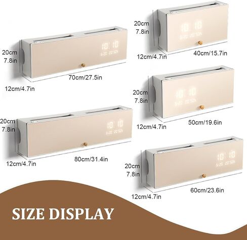 Wall Mount WiFi Router Storage Box, Living Room Wall-Mounted WiFi Storage Box with Digital Clock, Router Hider for Bedroom, Living Room(40CM/15.7IN) in Saudi Arabia