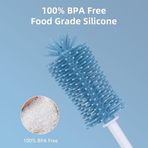 مجموعة فرش التنظيف المصنوعة من السيليكون - فرش التنظيف المنزلية للزجاجات والشقوق - سيليكون صالح للطعام: آمن للاستخدام في غسالة الأطباق in Kuwait