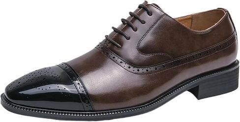 Men's Leather Lace Up Dress Shoes, Fashionable Up Comfortable Square Toe Dress Derby Shoes Plus Size Casual Business Low Top Pointed Toe Breathable Suit Shoes in Saudi Arabia