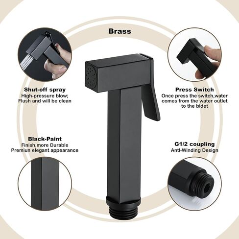 HandheldSprayer for Toilet Square Cloth Diaper Sprayer BrassSprayer for Toilet HandheldSprayer - for Feminine Wash, Toilet Cleaning, Pet Washing,Type1(Type3) in Kuwait