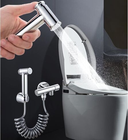 Sprayer Brass HandheldSprayer for Toilet Portable Baby Cloth Diaper SprayerAttachment withHose for Feminine Wash, Pet Washing, Easy to Install, Chrome,A(B) in Kuwait