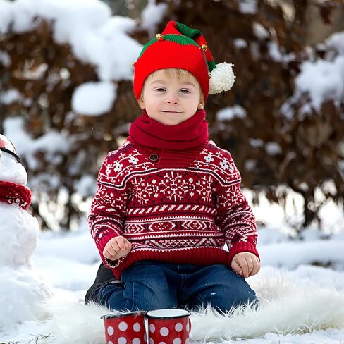 Christmas Elf Knitted Hat for Kids Xmas Beanie Knit Hat for Children in Saudi Arabia