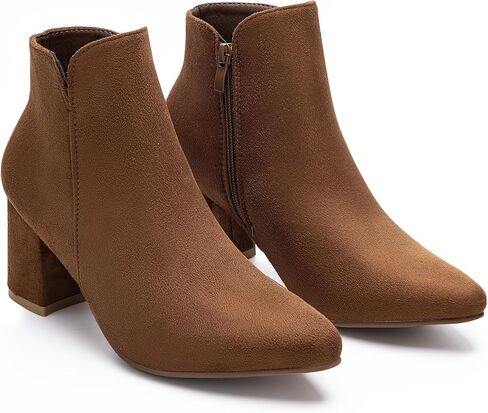 أحذية نسائية للكاحل مع فتحة جانبية، مقدمة مدببة، كعب منخفض وسحاب للعمل والملابس الكاجوال in Saudi Arabia