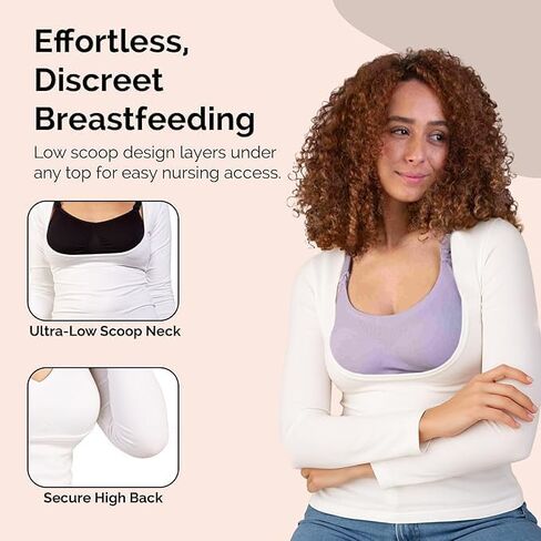 Long Sleeve Nursing Tank Top for Breastfeeding – Maternity Layering Cami with Discreet Breastfeeding Access – XS–XXL in Saudi Arabia