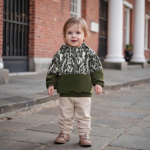 Baby Toddler Boy Girl Hoodies Camouflage Half Zip-up Sweatshirt Unisex Hooded Jackets Fall Outfits in Saudi Arabia