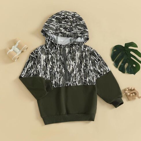 Baby Toddler Boy Girl Hoodies Camouflage Half Zip-up Sweatshirt Unisex Hooded Jackets Fall Outfits in Saudi Arabia