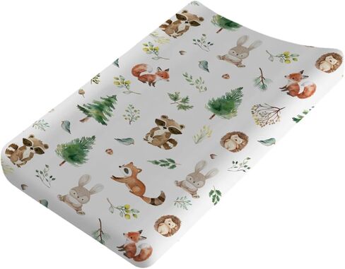 Watercolor Animals Baby Changing Pad Covers for Boy Girl 32''x16'' Raccoon Hedgehog Squirrel Fox Bunny Bird Forest Fitted Diaper Change Table Sheets Soft Nursery Baby Changing Table Mats in Saudi Arabia