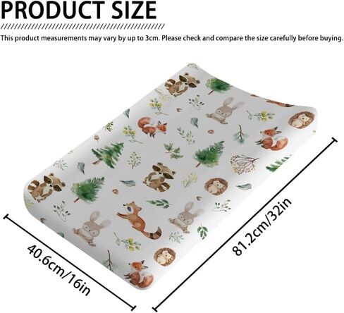 Watercolor Animals Baby Changing Pad Covers for Boy Girl 32''x16'' Raccoon Hedgehog Squirrel Fox Bunny Bird Forest Fitted Diaper Change Table Sheets Soft Nursery Baby Changing Table Mats in Saudi Arabia