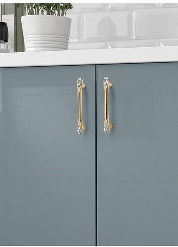 1 Pcs Door Knobs Drawer Handles and Pull for Kitchen Cupboards Crystal Cupboard(Bright Chrome,Hole Distance 192mm) in Saudi Arabia