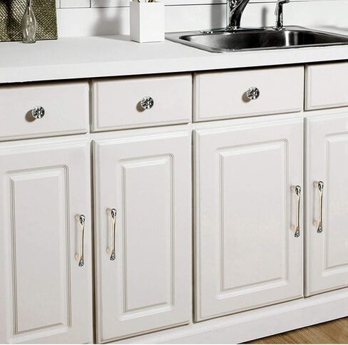 1 Pcs Door Knobs Drawer Handles and Pull for Kitchen Cupboards Crystal Cupboard(Bright Chrome,Hole Distance 192mm) in Saudi Arabia