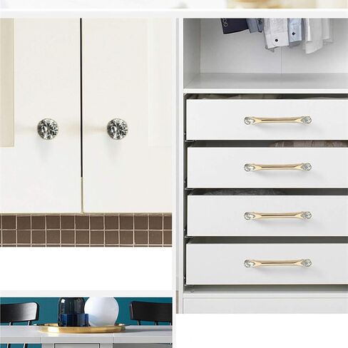 1 Pcs Door Knobs Drawer Handles and Pull for Kitchen Cupboards Crystal Cupboard(Bright Chrome,Hole Distance 192mm) in Saudi Arabia