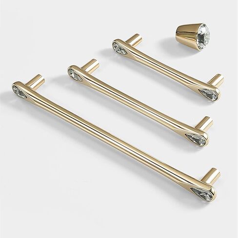 1 Pcs Door Knobs Drawer Handles and Pull for Kitchen Cupboards Crystal Cupboard(Bright Chrome,Hole Distance 192mm) in Saudi Arabia