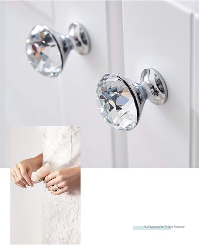 Crystal Knobs Golden Base Diamond Shape Cupboard Door and Handles Cabinet and Furniture and Pulls Zinc Alloy Hardware Handle(Total Height 40mm) in Saudi Arabia
