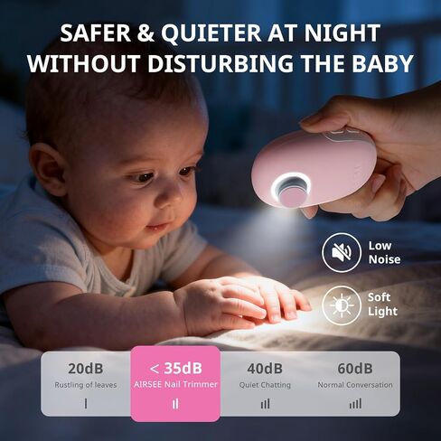 مجموعة مبرد أظافر كهربائية من AIRSEE Baby مع ضوء LED، مجموعة العناية بالأطفال الكهربائية الآمنة والسهلة لتشذيب الأظافر، 6 رؤوس بديلة وحقيبة تخزين، مقص لطيف لحديثي الولادة، أزرق فاتح in Kuwait
