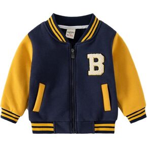 Irsutey Baby Boy Girls Varsity Jacket Contrast Color Baseball Jacket Kid Mock Neck Full Zip Up Fall Warm Outwear Coat in Saudi Arabia