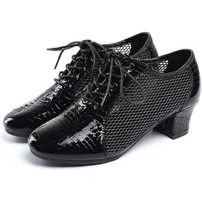 Women's Ballroom Dance Shoes, Lace-Up Split-Sole Leather Professional Practice Dance Shoes Ladies 5Cm Low Heel Party Shoes in Saudi Arabia