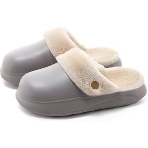 Women's Waterproof Slippers for Outdoor, Non-Slip Fuzzy Fleece Lined Winter Garden Clogs, Indoor Outdoor Comfortable Warm House Shoes in Kuwait