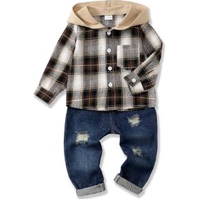 Renotemy طفل رضيع طفل رضيع ملابس الشتاء الخريف ملابس هوديي Sweatsuit ممزق الجينز ملابس طفل صغير للأولاد in Saudi Arabia