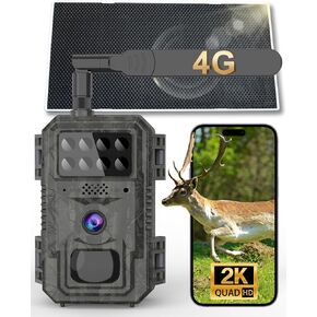 Vatony 4G Cellular Trail Camera-with 2K 48MP Wide Angle 120 Degree,Night Vision up to 100FT, Solar Powered Hunting Camera with SD Storage, IP68 Waterproof, Motion Activated Wildlife Camera in Kuwait