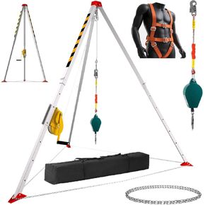 Confined Space Tripod Kit, 1800 lbs Winch, Confined Space Tripod with 7' Legs Bracket and 98' Cable, Confined Space Rescue Tripod for Fall Protection and Rescue Operations, Includes Storage Bag in Saudi Arabia