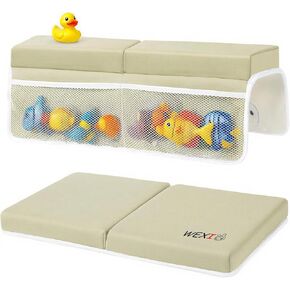 Water-Resistant Baby Bath Kneeler and Elbow Rest Pad Set, Soft Painless Tub Kneeling Pad for Bathing Baby with Toy Pocket Bathtub Knee Cushion Mat for First Time Mom Newborn Bath Time Essentials in Saudi Arabia