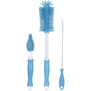 فرشاة تنظيف الزجاجات من السيليكون، مجموعة فرش الزجاجة الأساسية للسفر للأطفال، فرشاة سيليكون 3 في 1، فرشاة الحلمة، فرشاة القش in Kuwait