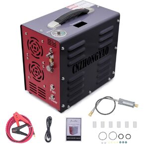 ضاغط هواء محمول PORTAIR 4500PSI HPA، إيقاف تلقائي، خالي من الزيت/الماء، محول طاقة مدمج PCP ضاغط هواء لبندقية الهواء، خزان سكوبا، مدعوم ببطارية السيارة 12 فولت تيار مستمر أو المنزل 110 فولت تيار متردد، 4500 رطل لكل بوصة مربعة/30 ميجاباسكال in Kuwait