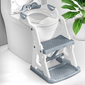 Potty Training Seat, 2 in 1 Potty Training Toilet with Step Stool for Boys Girls, Toddler Toilet Seat with Stabilizer Bar, Anti-Slip Pads and Splash Guard, Pink in Kuwait